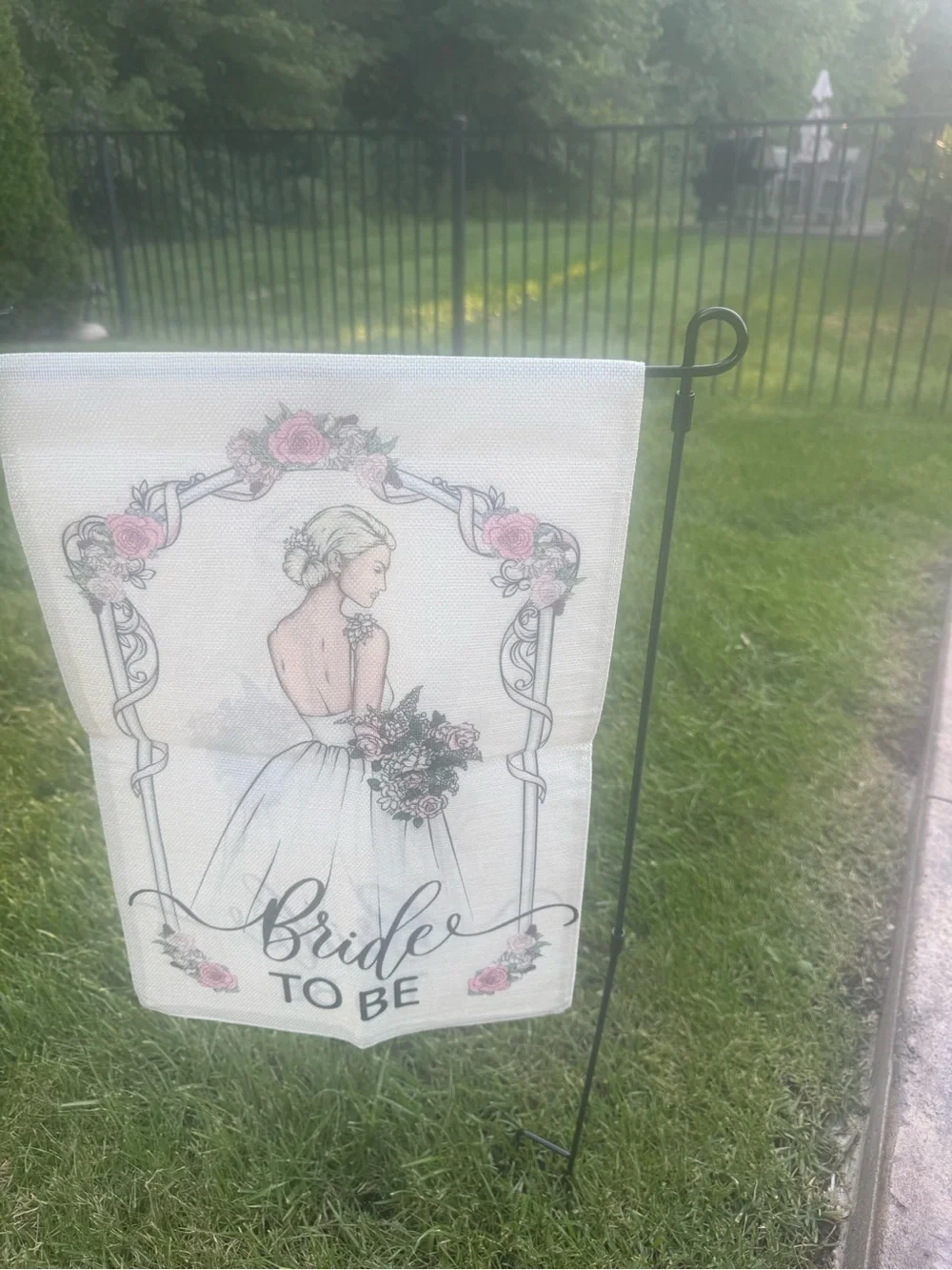 Bride to Be Garden Flag WITH Metal Stand Stake Bridal Shower